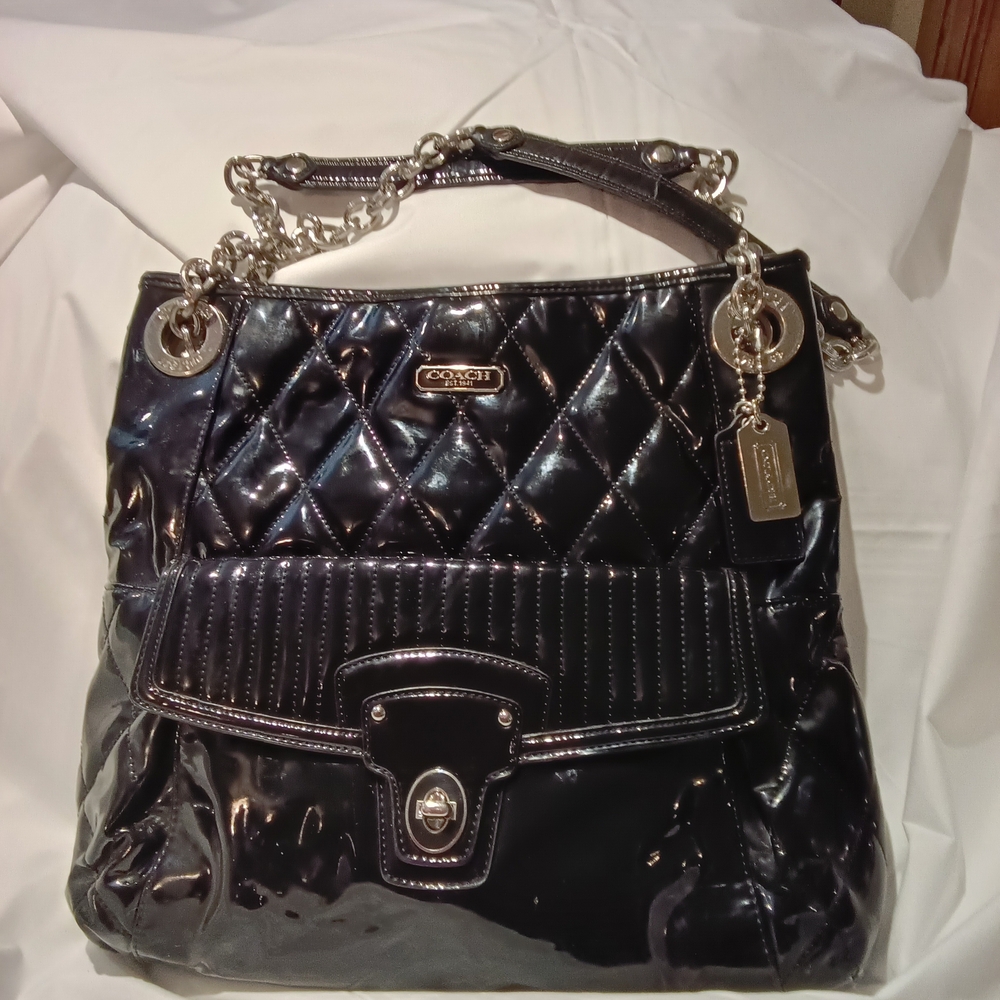 Coach Glossy Black Quilted Shoulder Bag
